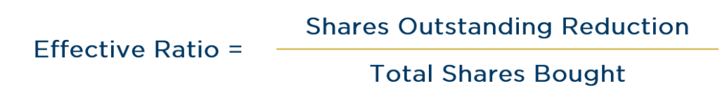 Effective Ratio = Shares Outstanding Reduction / Total Shares Bought